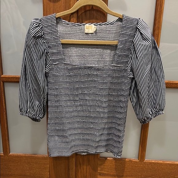 Nation LTD Black and White Striped Blouse - Picture 1 of 8